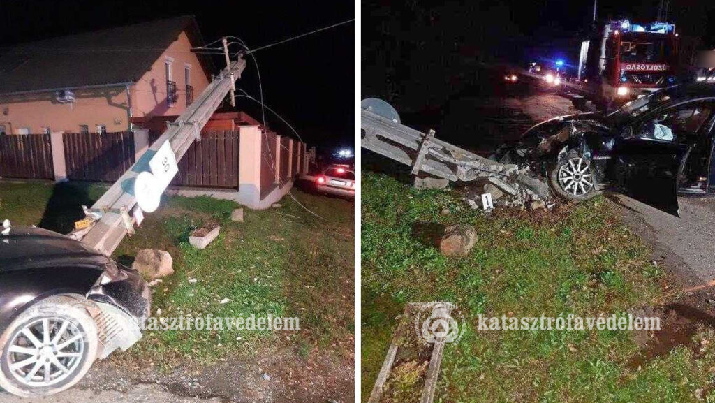 Villanyoszlopnak ütközött egy személygépkocsi Vácon